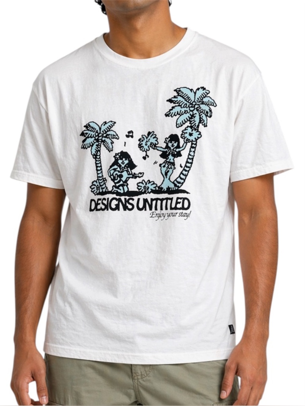 DESIGNS UNTITLED Hawaiian White TShirt Large